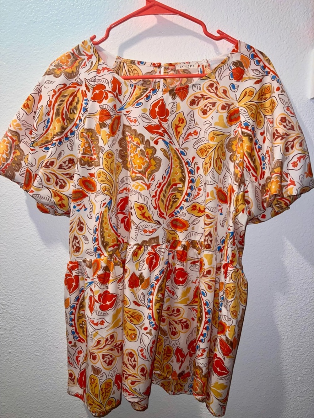 Jodifl Floral Babydoll Blouse Boho Flowy Top Size L